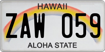 HI license plate ZAW059