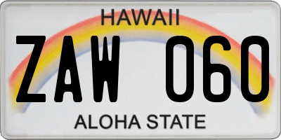 HI license plate ZAW060