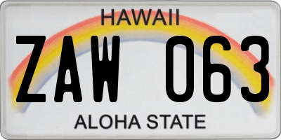 HI license plate ZAW063