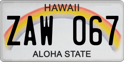 HI license plate ZAW067