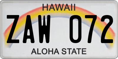 HI license plate ZAW072
