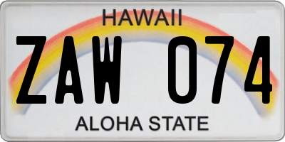 HI license plate ZAW074