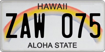 HI license plate ZAW075