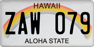 HI license plate ZAW079
