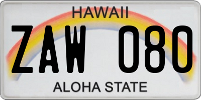 HI license plate ZAW080
