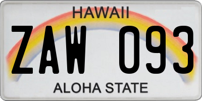 HI license plate ZAW093