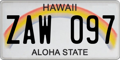 HI license plate ZAW097