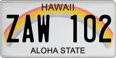 HI license plate ZAW102