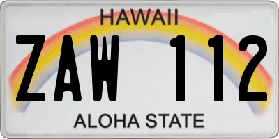 HI license plate ZAW112