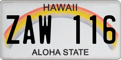 HI license plate ZAW116