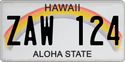 HI license plate ZAW124