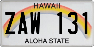HI license plate ZAW131