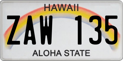 HI license plate ZAW135