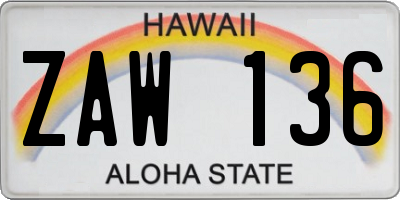 HI license plate ZAW136
