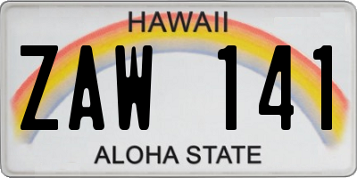 HI license plate ZAW141