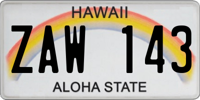 HI license plate ZAW143