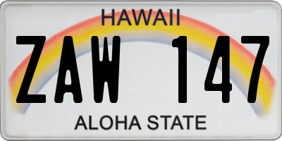 HI license plate ZAW147