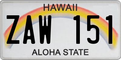 HI license plate ZAW151
