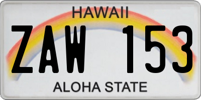 HI license plate ZAW153