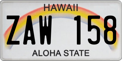 HI license plate ZAW158