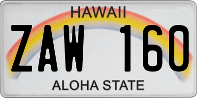 HI license plate ZAW160