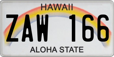 HI license plate ZAW166