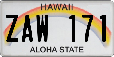 HI license plate ZAW171