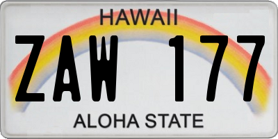 HI license plate ZAW177