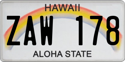 HI license plate ZAW178