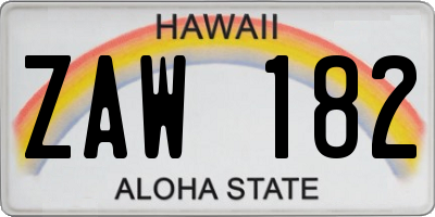 HI license plate ZAW182
