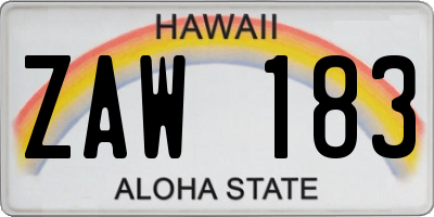 HI license plate ZAW183