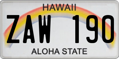 HI license plate ZAW190