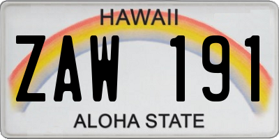 HI license plate ZAW191