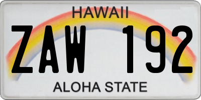 HI license plate ZAW192