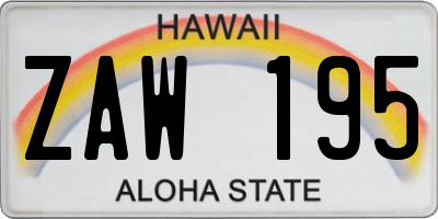 HI license plate ZAW195