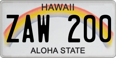 HI license plate ZAW200