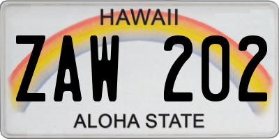 HI license plate ZAW202