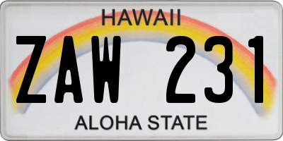 HI license plate ZAW231