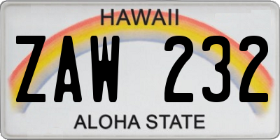HI license plate ZAW232
