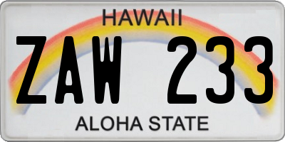 HI license plate ZAW233