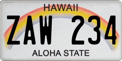 HI license plate ZAW234