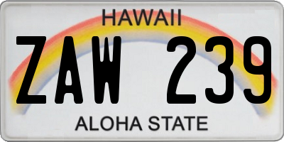 HI license plate ZAW239