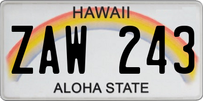 HI license plate ZAW243