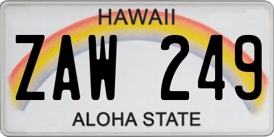 HI license plate ZAW249