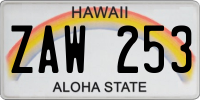 HI license plate ZAW253