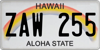 HI license plate ZAW255