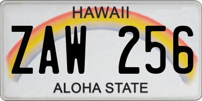 HI license plate ZAW256