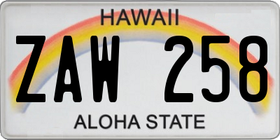 HI license plate ZAW258