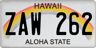 HI license plate ZAW262