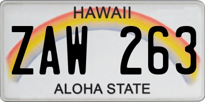 HI license plate ZAW263